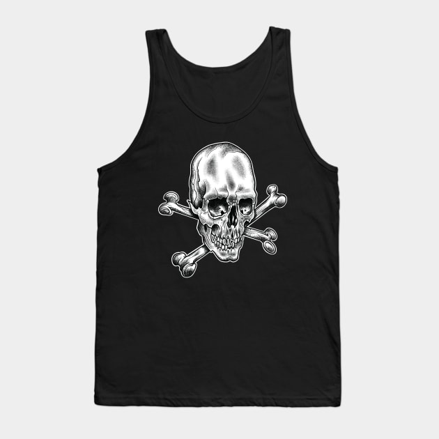 Skull and Crossbones Neo Traditional Tattoo Tank Top by Seven Relics